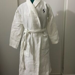 White Waffle Knit Robe with MJ Logo